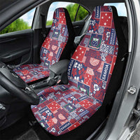 Red Samoa Manuia Le Kerisimasi Car Seat Cover Pacific Patchwork Xmas Vibes - Polynesian Pride