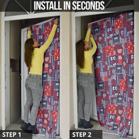 Red Samoa Manuia Le Kerisimasi Door Cover Pacific Patchwork Xmas Vibes - Polynesian Pride