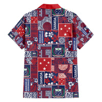 Red Samoa Manuia Le Kerisimasi Family Matching Off Shoulder Maxi Dress and Hawaiian Shirt Pacific Patchwork Xmas Vibes - Polynesian Pride