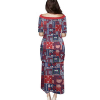 Red Samoa Manuia Le Kerisimasi Family Matching Puletasi and Hawaiian Shirt Pacific Patchwork Xmas Vibes - Polynesian Pride