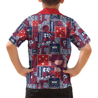 Red Samoa Manuia Le Kerisimasi Family Matching Short Sleeve Bodycon Dress and Hawaiian Shirt Pacific Patchwork Xmas Vibes - Polynesian Pride