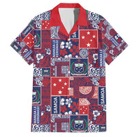 Red Samoa Manuia Le Kerisimasi Family Matching Short Sleeve Bodycon Dress and Hawaiian Shirt Pacific Patchwork Xmas Vibes - Polynesian Pride
