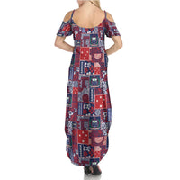 Red Samoa Manuia Le Kerisimasi Family Matching Summer Maxi Dress and Hawaiian Shirt Pacific Patchwork Xmas Vibes - Polynesian Pride