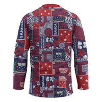 Red Samoa Manuia Le Kerisimasi Hockey Jersey Pacific Patchwork Xmas Vibes LT9 - Polynesian Pride