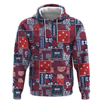Red Samoa Manuia Le Kerisimasi Hoodie Pacific Patchwork Xmas Vibes LT9 Pullover Hoodie Red - Polynesian Pride