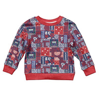 Red Samoa Manuia Le Kerisimasi Kid Ugly Christmas Sweater Pacific Patchwork Xmas Vibes LT9 Kid Red - Polynesian Pride
