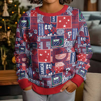Red Samoa Manuia Le Kerisimasi Kid Ugly Christmas Sweater Pacific Patchwork Xmas Vibes LT9 - Polynesian Pride