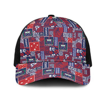 Red Samoa Manuia Le Kerisimasi Mesh Trucker Cap Pacific Patchwork Xmas Vibes LT9 One Size Black Red - Polynesian Pride