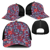Red Samoa Manuia Le Kerisimasi Mesh Trucker Cap Pacific Patchwork Xmas Vibes LT9 - Polynesian Pride