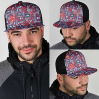 Red Samoa Manuia Le Kerisimasi Mesh Trucker Cap Pacific Patchwork Xmas Vibes LT9 - Polynesian Pride