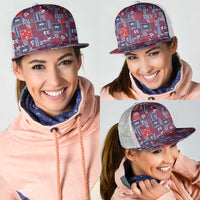 Red Samoa Manuia Le Kerisimasi Mesh Trucker Cap Pacific Patchwork Xmas Vibes LT9 - Polynesian Pride