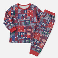 Red Samoa Manuia Le Kerisimasi Christmas Pajama Set Pacific Patchwork Xmas Vibes LT9 Men Red - Polynesian Pride