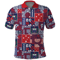 Red Samoa Manuia Le Kerisimasi Polo Shirt Pacific Patchwork Xmas Vibes LT9 Red - Polynesian Pride