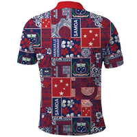 Red Samoa Manuia Le Kerisimasi Polo Shirt Pacific Patchwork Xmas Vibes LT9 - Polynesian Pride