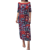 Red Samoa Manuia Le Kerisimasi Puletasi Pacific Patchwork Xmas Vibes - Polynesian Pride