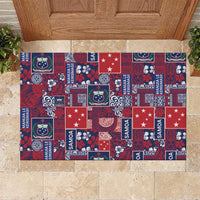 Red Samoa Manuia Le Kerisimasi Rubber Doormat Pacific Patchwork Xmas Vibes LT9 Red - Polynesian Pride