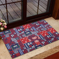 Red Samoa Manuia Le Kerisimasi Rubber Doormat Pacific Patchwork Xmas Vibes LT9 - Polynesian Pride