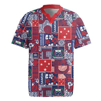 Red Samoa Manuia Le Kerisimasi Rugby Jersey Pacific Patchwork Xmas Vibes LT9 Red - Polynesian Pride