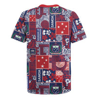 Red Samoa Manuia Le Kerisimasi Rugby Jersey Pacific Patchwork Xmas Vibes LT9 - Polynesian Pride
