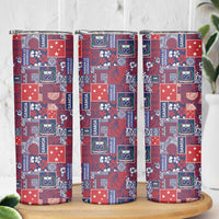 Red Samoa Manuia Le Kerisimasi Skinny Tumbler Pacific Patchwork Xmas Vibes - Polynesian Pride