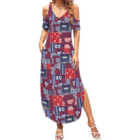 Red Samoa Manuia Le Kerisimasi Summer Maxi Dress Pacific Patchwork Xmas Vibes LT9 Women Red - Polynesian Pride