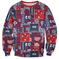 Red Samoa Manuia Le Kerisimasi Sweatshirt Pacific Patchwork Xmas Vibes LT9 Unisex Red - Polynesian Pride