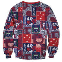 Red Samoa Manuia Le Kerisimasi Sweatshirt Pacific Patchwork Xmas Vibes LT9 - Polynesian Pride