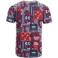 Red Samoa Manuia Le Kerisimasi T Shirt Pacific Patchwork Xmas Vibes LT9 - Polynesian Pride