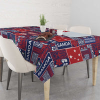 Red Samoa Manuia Le Kerisimasi Tablecloth Pacific Patchwork Xmas Vibes LT9 - Polynesian Pride