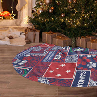 Red Samoa Manuia Le Kerisimasi Tree Skirt Pacific Patchwork Xmas Vibes LT9 - Polynesian Pride