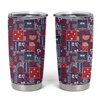 Red Samoa Manuia Le Kerisimasi Tumbler Cup Pacific Patchwork Xmas Vibes - Polynesian Pride
