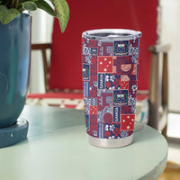 Red Samoa Manuia Le Kerisimasi Tumbler Cup Pacific Patchwork Xmas Vibes - Polynesian Pride