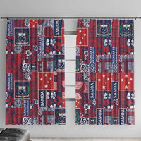 Red Samoa Manuia Le Kerisimasi Window Curtain Pacific Patchwork Xmas Vibes - Polynesian Pride