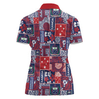 Red Samoa Manuia Le Kerisimasi Women Polo Shirt Pacific Patchwork Xmas Vibes LT9 - Polynesian Pride