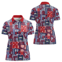 Red Samoa Manuia Le Kerisimasi Women Polo Shirt Pacific Patchwork Xmas Vibes LT9 - Polynesian Pride