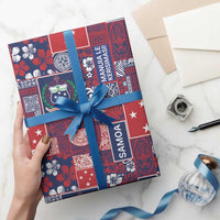 Red Samoa Manuia Le Kerisimasi Wrapping Paper Pacific Patchwork Xmas Vibes LT9 - Polynesian Pride