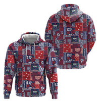 Red Samoa Manuia Le Kerisimasi Zip Hoodie Pacific Patchwork Xmas Vibes LT9 - Polynesian Pride