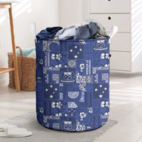 Blue Samoa Manuia Le Kerisimasi Laundry Basket Pacific Patchwork Xmas Vibes LT9 Blue - Polynesian Pride
