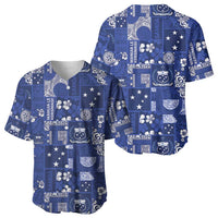 Blue Samoa Manuia Le Kerisimasi Baseball Jersey Pacific Patchwork Xmas Vibes LT9 - Polynesian Pride