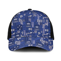 Blue Samoa Manuia Le Kerisimasi Baseball Net Cap Pacific Patchwork Xmas Vibes LT9 One Size Black Blue - Polynesian Pride