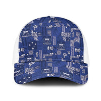 Blue Samoa Manuia Le Kerisimasi Baseball Net Cap Pacific Patchwork Xmas Vibes LT9 One Size White Blue - Polynesian Pride