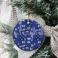 Blue Samoa Manuia Le Kerisimasi Ceramic Ornament Pacific Patchwork Xmas Vibes - Polynesian Pride