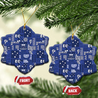 Blue Samoa Manuia Le Kerisimasi Ceramic Ornament Pacific Patchwork Xmas Vibes - Polynesian Pride
