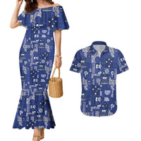 Blue Samoa Manuia Le Kerisimasi Couples Matching Mermaid Dress and Hawaiian Shirt Pacific Patchwork Xmas Vibes LT9 Blue - Polynesian Pride