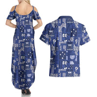 Blue Samoa Manuia Le Kerisimasi Couples Matching Summer Maxi Dress and Hawaiian Shirt Pacific Patchwork Xmas Vibes LT9 - Polynesian Pride