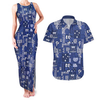 Blue Samoa Manuia Le Kerisimasi Couples Matching Tank Maxi Dress and Hawaiian Shirt Pacific Patchwork Xmas Vibes LT9 Blue - Polynesian Pride
