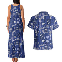 Blue Samoa Manuia Le Kerisimasi Couples Matching Tank Maxi Dress and Hawaiian Shirt Pacific Patchwork Xmas Vibes LT9 - Polynesian Pride