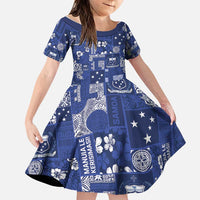 Blue Samoa Manuia Le Kerisimasi Family Matching Long Sleeve Bodycon Dress and Hawaiian Shirt Pacific Patchwork Xmas Vibes - Polynesian Pride