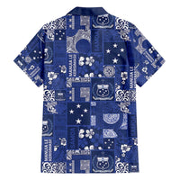 Blue Samoa Manuia Le Kerisimasi Family Matching Long Sleeve Bodycon Dress and Hawaiian Shirt Pacific Patchwork Xmas Vibes - Polynesian Pride
