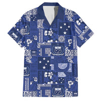 Blue Samoa Manuia Le Kerisimasi Family Matching Off The Shoulder Long Sleeve Dress and Hawaiian Shirt Pacific Patchwork Xmas Vibes - Polynesian Pride